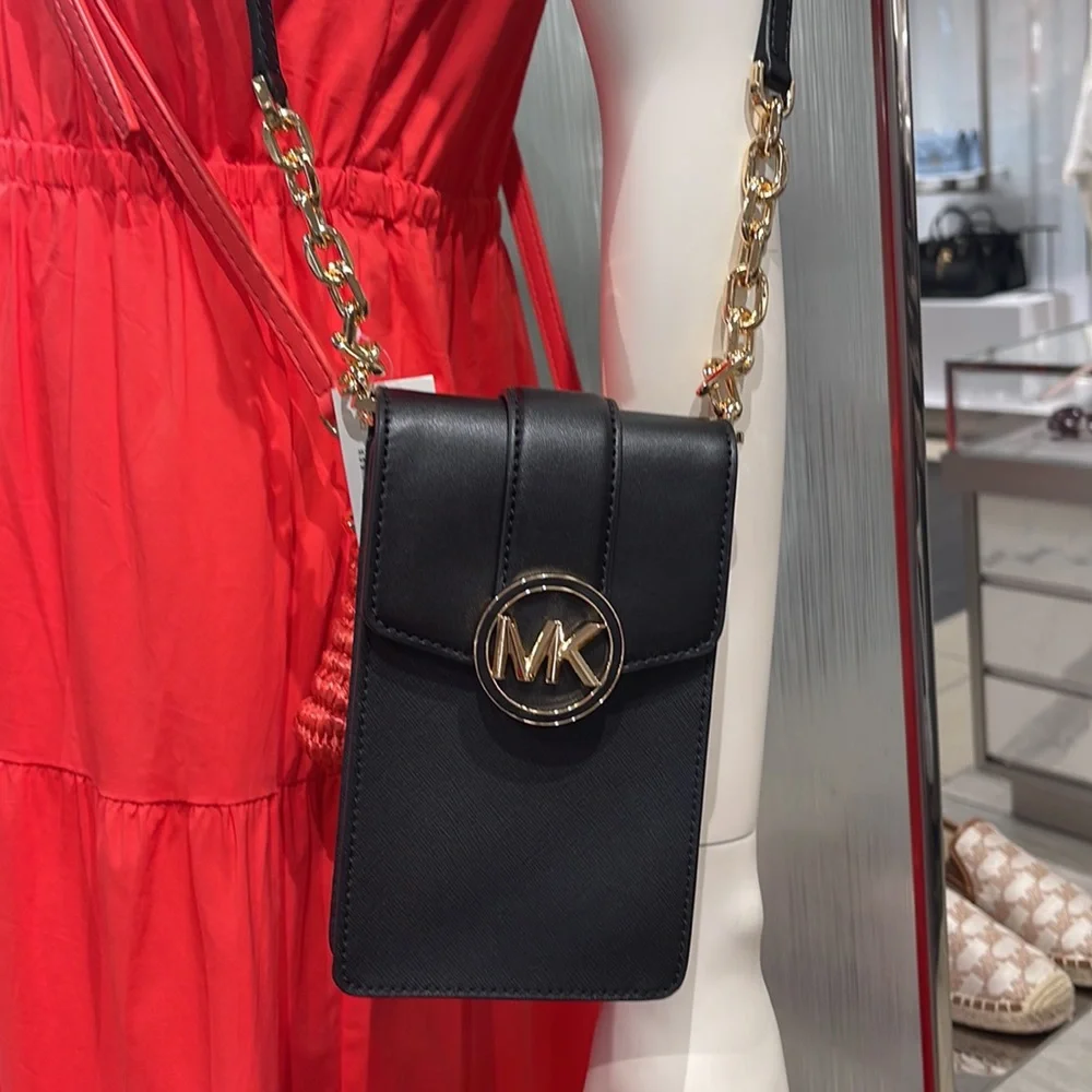 MICHAEL KORS CARMEN SMALL FAUX LEATHER PHONE CROSSBODY BAG - Picture 15 of 16